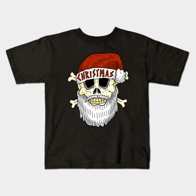 metal santa skull, christmas. Kids T-Shirt by JJadx